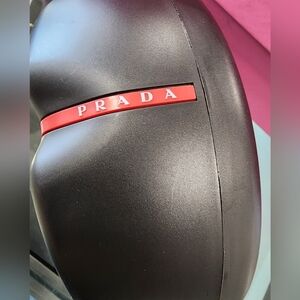 Prada Black Eyeglasses Case with Red Logo Stripe